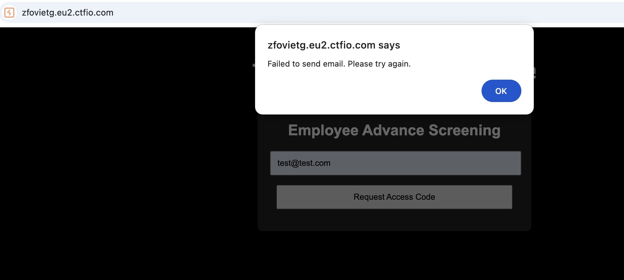 Application fails to send email