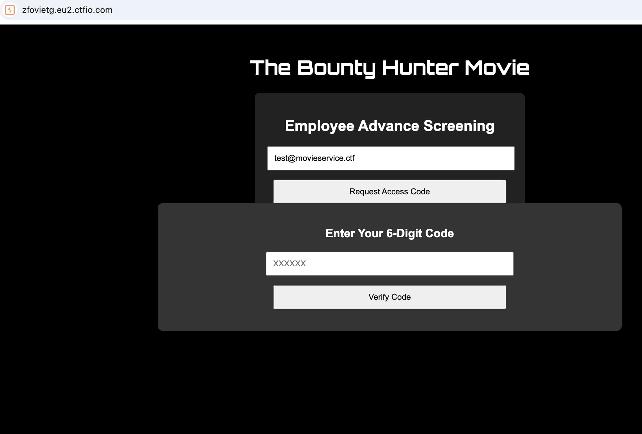 movieservice.ctf email addresses are accepted