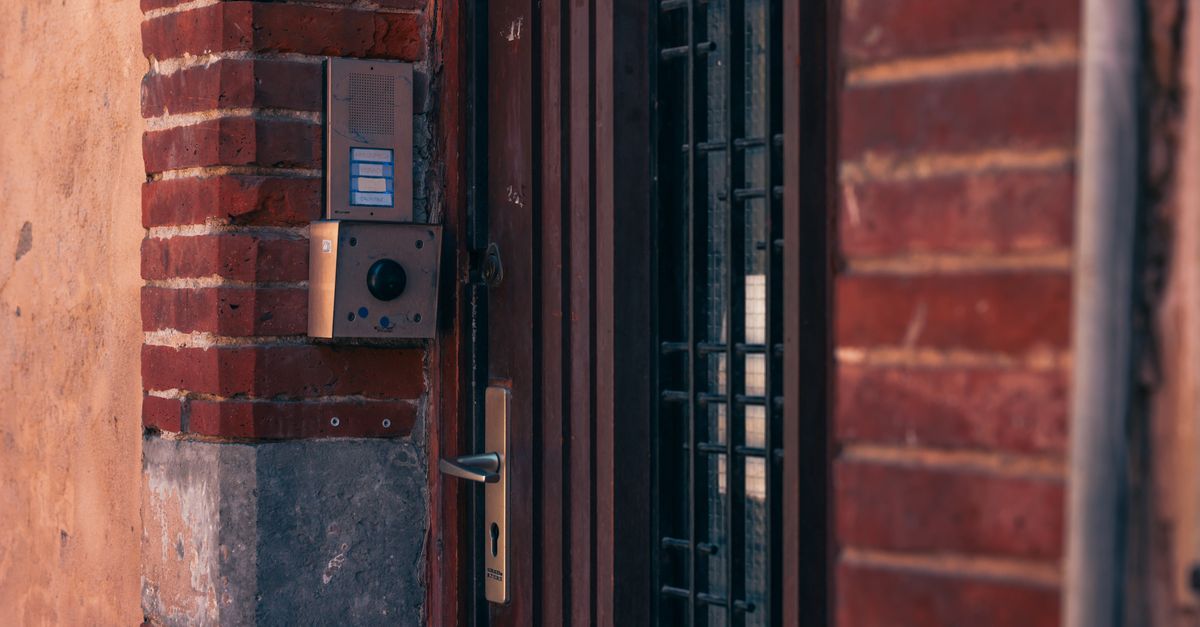 A door intercom and access control panel, the kind of system identity infrastructure like Cisco ISE secures