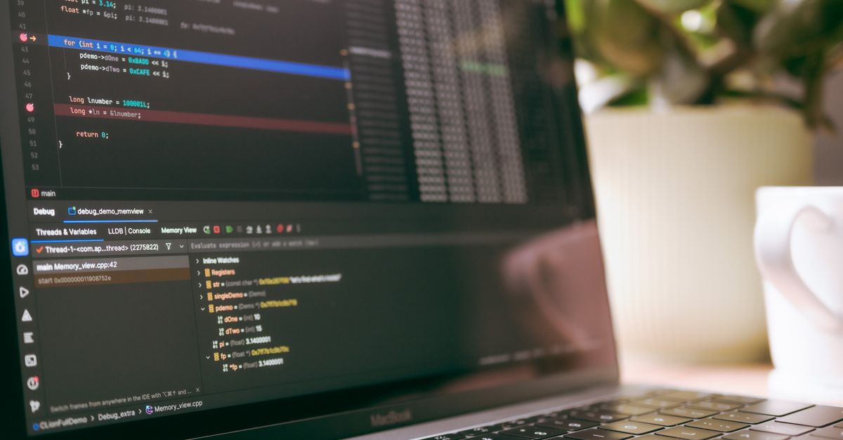 Developer's code editor screen during a debugging session, representing software supply chain security work